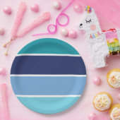 青ストライプ色 ペーパープレート (パーティー)