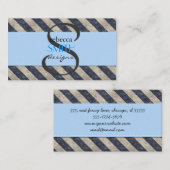 青ストライプ色、灰色のストライプパターンストライプの 名刺 (正面/裏面)