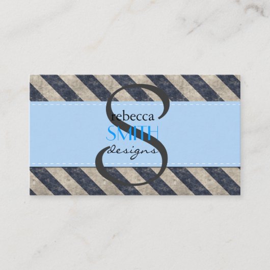 青ストライプ色、灰色のストライプパターンストライプの 名刺 (正面)