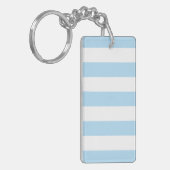青ストライプ色、白ストライプ色、パタストライプのーン キーホルダー (正面左)