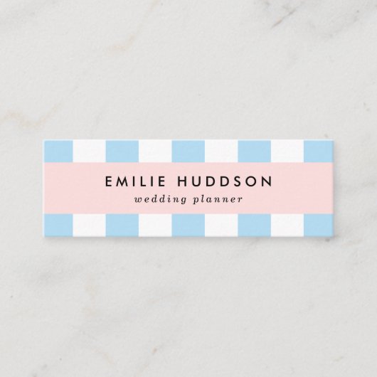 青ストライプ色、白ストライプ色、パタストライプのーン スキニー名刺 (正面)