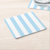 青ストライプ色、白ストライプ色、パタストライプのーン スクエアペーパーコースター (アングル)