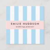 青ストライプ色、白ストライプ色、パタストライプのーン スクエア名刺 (正面)