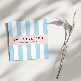 青ストライプ色、白ストライプ色、パタストライプのーン スクエア名刺