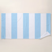 青ストライプ色、白ストライプ色、パタストライプのーン ビーチタオル (正面)