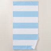 青ストライプ色、白ストライプ色、パタストライプのーン ビーチタオル (正面)
