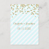 青ストライプ金ゴールド結婚の方向札 エンクロージャーカード (裏面)