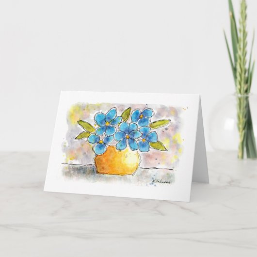 青スミレ(水彩)グリーティングカード カード (正面)