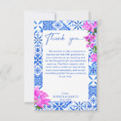 青タイルのブーガインビリア エレガント サンキューカード (正面)