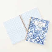 青タイルの水色パーソナライズされた ノートブック (内部)
