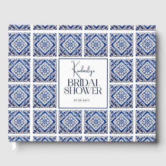 青タイルイタリアン地中海のブライダルシャワー ゲストブック (正面)