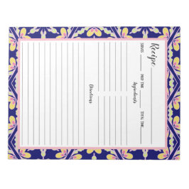 青タイルスペインのパタ地中海のーンレシピ ノートパッド