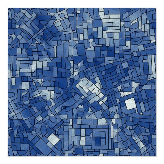 青タイル半光沢 ポスター (正面)