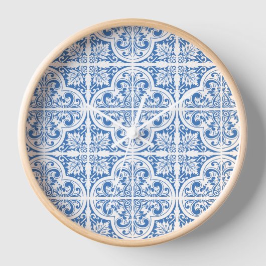 青タイル印刷壁時計 |時代を超越したエレガンス» 壁時計 (正面)