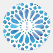 青タイル地中海のモノグラム ラウンドシール (正面)