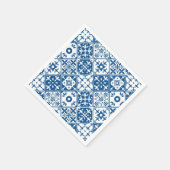 青タイル サントリーニ ギリシャ/スペイン風テーマ スタンダードカクテルナプキン (角)