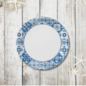 青タイル サントリーニ ギリシャ/スペイン風テーマ ペーパープレート