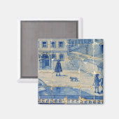 青タイル マグネット (正面/裏面)