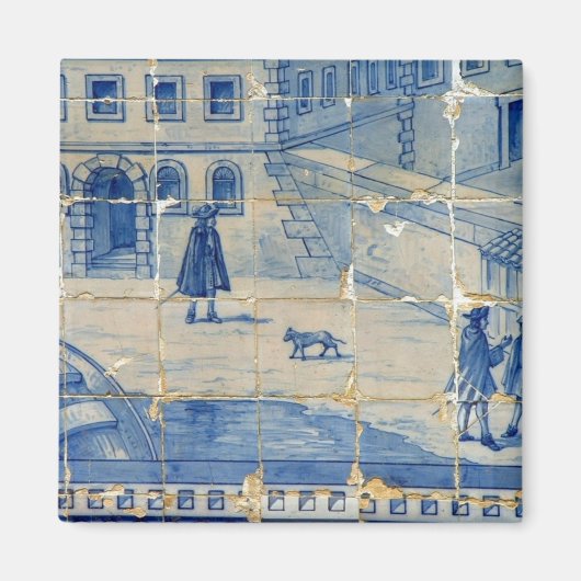 青タイル マグネット (正面)