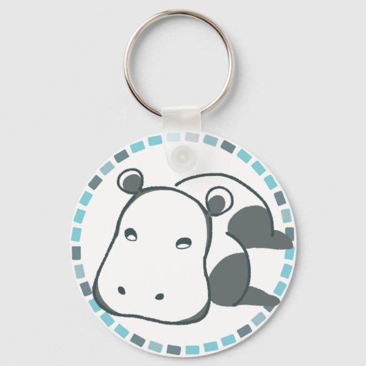 青タイル&優しいカバ キーホルダー (正面)