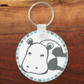 青タイル&優しいカバ キーホルダー (正面)