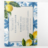 青タイル | 地中海の | レモンウェディング招待 三つ折りプログラム (内部最初)
