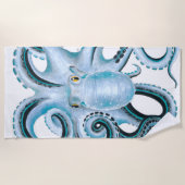 青タコのインク&マーカー ビーチタオル (正面)