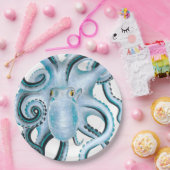 青タコのインク&マーカー ペーパープレート (パーティー)