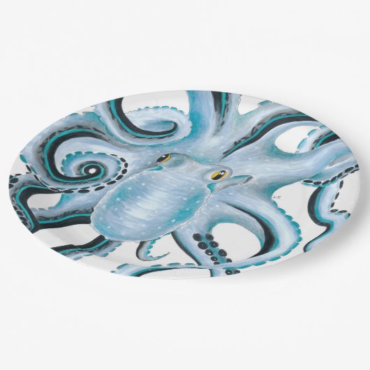 青タコのインク&マーカー ペーパープレート (アングル)