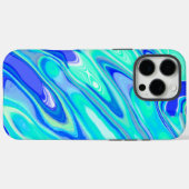 青ターコイズカラフル抽象芸術大理石テクスチャLi Case-Mate iPhoneケース (裏面 (横))