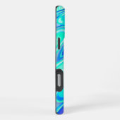 青ターコイズカラフル抽象芸術大理石テクスチャLi iPhoneケース (右側面)