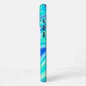 青ターコイズカラフル抽象芸術大理石テクスチャLi iPhoneケース (左側面)