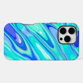 青ターコイズカラフル抽象芸術大理石テクスチャLi iPhoneケース (裏面横)
