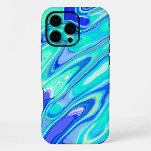 青ターコイズカラフル抽象芸術大理石テクスチャLi iPhoneケース (裏面)