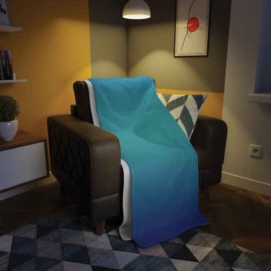 青ターコイズグラデーションモダン フリースブランケット