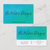 青ターコイズ水彩と書道フォント 名刺 (正面/裏面)