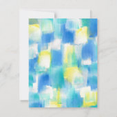 青ターコイズ黄モダン抽象芸術 招待状 (裏面)