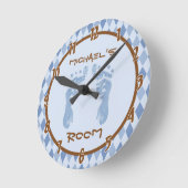 青ダイヤアーガイルモンドベビー足パーソナライズされた時計 ラウンド壁時計 (傾斜)