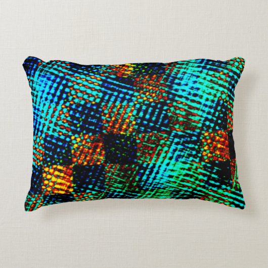 青チェス、緑がかったスクラッチ、赤い偽の汚れ アクセントクッション (正面)