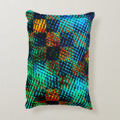 青チェス、緑がかったスクラッチ、赤い偽の汚れ アクセントクッション (裏面(縦))