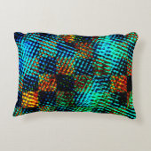 青チェス、緑がかったスクラッチ、赤い偽の汚れ アクセントクッション (裏面)