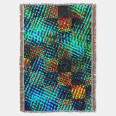 青チェス、緑がかったスクラッチ、赤い偽の汚れ スローブランケット (正面縦)