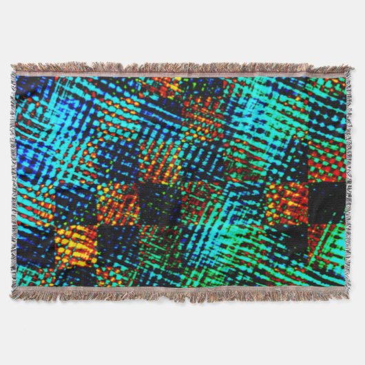 青チェス、緑がかったスクラッチ、赤い偽の汚れ スローブランケット (正面)