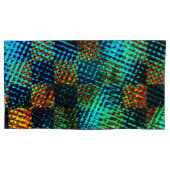 青チェス、緑がかったスクラッチ、赤い偽の汚れ 枕カバー (正面左)