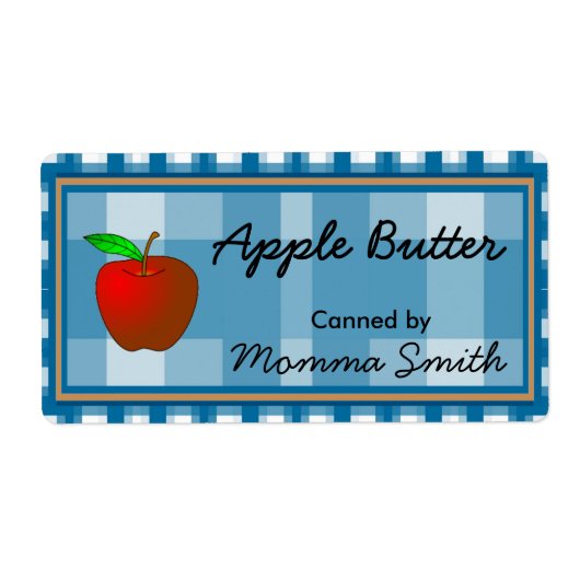 青チェックされたAppleカスタムの缶詰ラベル ラベル (正面)