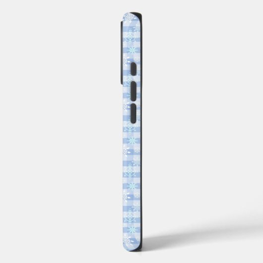 青チェック柄の背景に雪の結晶パターン Case-Mate iPhoneケース (裏面 / 左)
