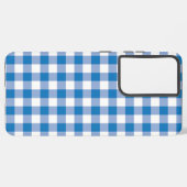 青チェック SAMSUNG GALAXYケース (左側面)