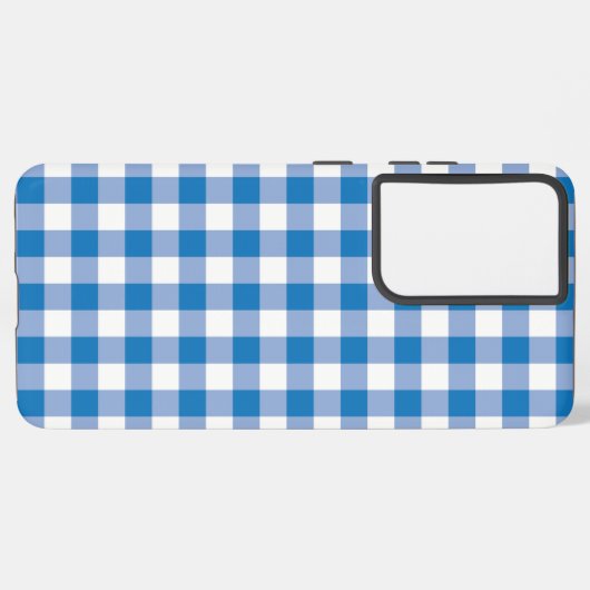 青チェック SAMSUNG GALAXYケース (左側面)