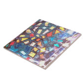 青ティール（緑がかった色）ヴィンテージ動揺してカラフル黄色 タイル (側面)