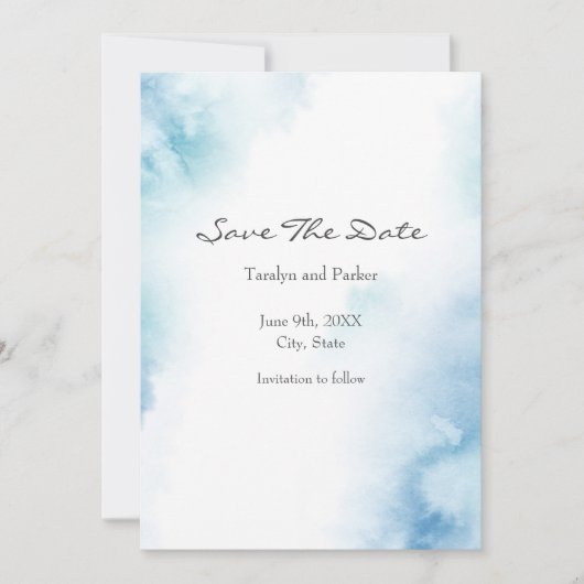 青ティール（緑がかった色）水彩抽象芸術枠 セーブザデート (正面)